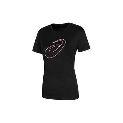 Maglione con Stampa Logo Girocollo Traspirante Asciugatura Rapida Manica Corta T-shirt Donna T-shirt Nera 2012C962-001