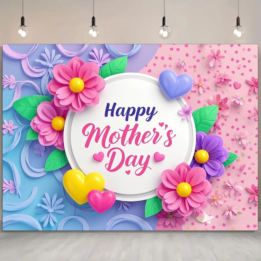 Frohen Muttertag Blumenhintergrund - Rosa & Lila Blumendesign für Fotostudios, Geburtstage, Jubiläen und Ganzjahresnutzung, Muttertagsgeschenk