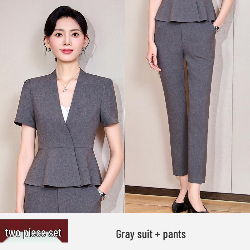Women's Short Sleeve Professional Suit for Salon and Hotel Work