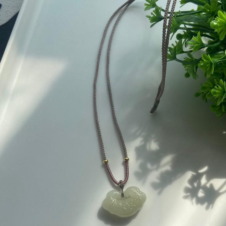 Authentic Natural Xinjiang Hetian Jade Lotus Ruyi Lock Pendant