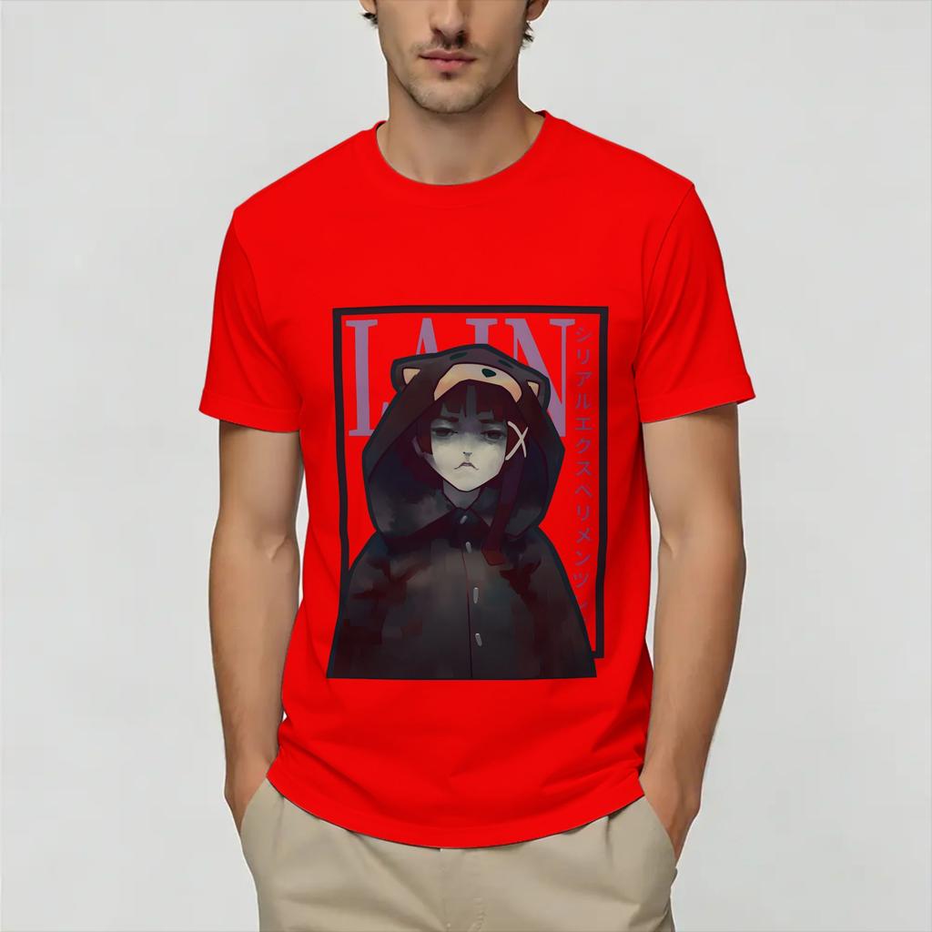 Serial ExperiUnisexts Lain Unisex T Shirts Awesome Tee Shirt Short Sleeve Crewneck TShirts Pure Cotton Birthday Present Tops
