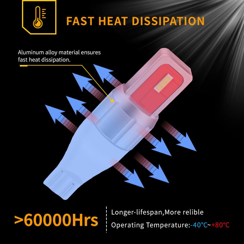 2PCS T15 White 3000K/Yellow 6000K Bulbs LED Reverse Light Backup Lamp W16W 2000LM 12V 921 912 Driving Lamp Car Accessories