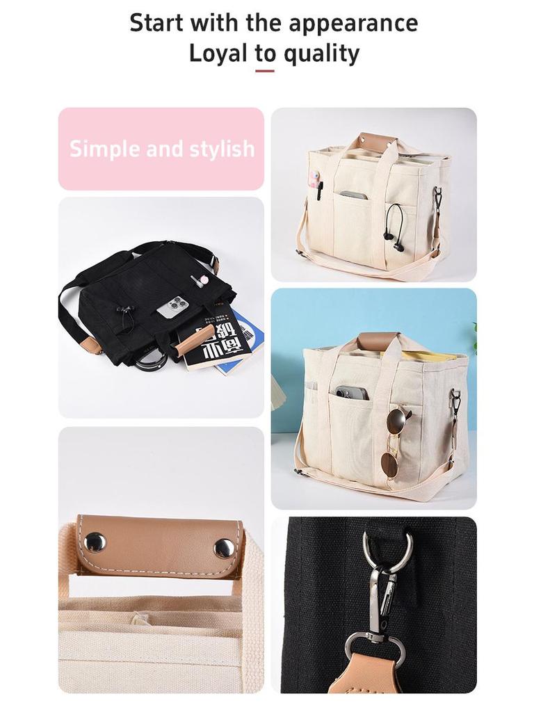 Trendy Multi-Functional Canvas Mommy Bag - Fashionable Mother & Baby Shoulder Messenger