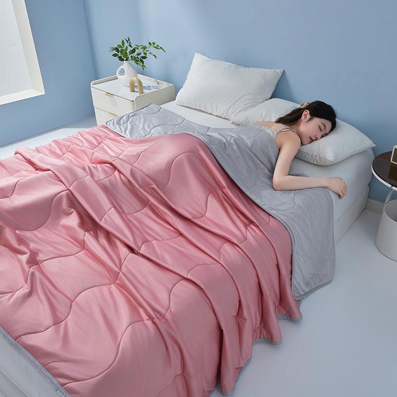 Solid Cool Feeling Summer Duvet Soft Breathable Quilt Instant Cooling Ice Silk Blanket Natural Coolness Air Condition Comforter