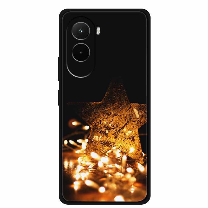 Christmas Phone Case For Poco M7 4G Case Christmas Tree Black Silicone Bumper For Xiaomi Poco M7 4G Cover PocoM7 Cartoon Coque