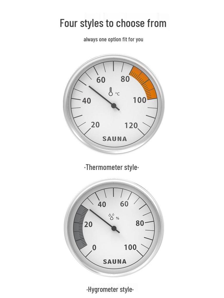 Wandgemonteerde Aluminium Thermohygrometer: Batterijvrije Hoge Temperatuur & Vochtigheidsmeter voor Sauna Stoomruimtes