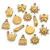 5pcs Sun 304 Stainless Steel Charms Cute Flower Crown Pendant Exquisite Compact Pendant Necklace Jewelry Accessories 14mm X 10mm