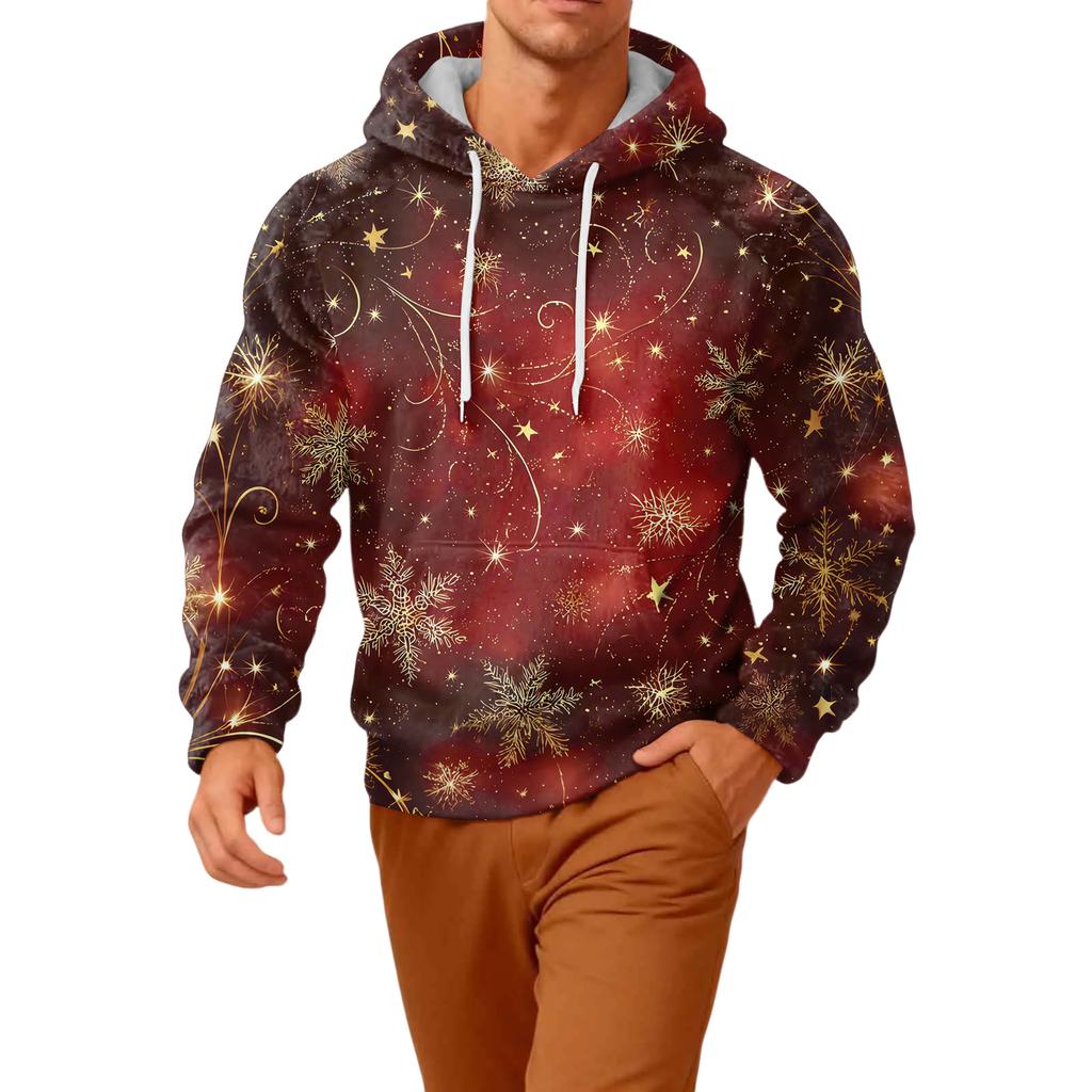 Men's Long-Sleeve Casual Flannel Hooded Sweatshirt