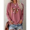 Women's Simple Heart-Shaped Combination Love Print One-piece Casual Long-sleeved Elegant Summer Top Fashionable and Cute T Vintage Loose-fitting