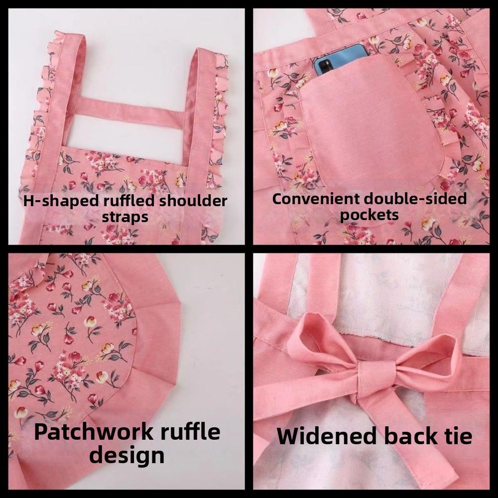 Breathable Ruffle Edge Apron Oilproof Kitchen Apron New Floral Apron Kitchen Cooking