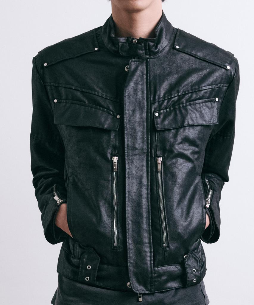 LEARVE Irving Washed Vintage Biker Jacket
