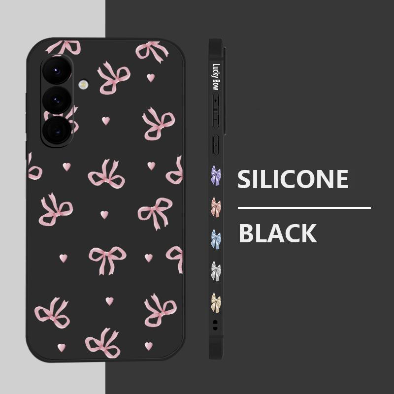 Pink Bow Print Soft TPU Case For Samsung Galaxy S25 S24 S22 S23 Ultra S24 FE A55 A53 A54 A35 A15 A16 A36 5G Silicone Phone Cover