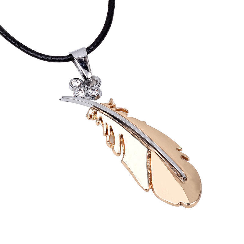 

JMXD-Fashion Necklace, One Piece of Feather Titanium Steel Pendant золотой