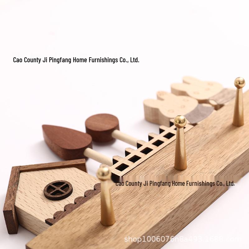 Wall-Mounted Entryway Key and Coat Rack, Solid Wood with Hooks for Hat & Coat Storage