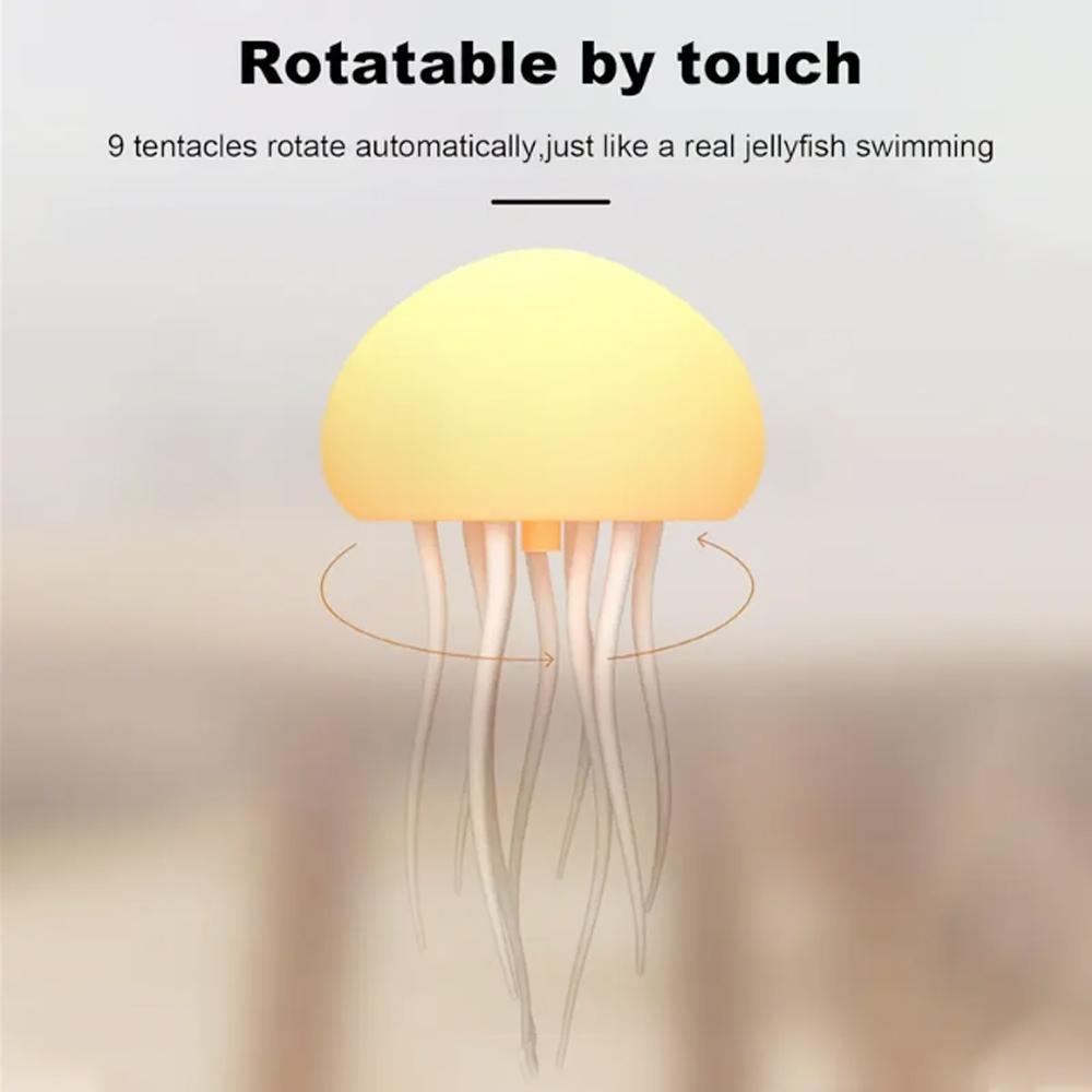 Cartoon Dancing Jellyfish Night Light RGB Gradient Cute Jellyfish Bedside Lamp Voice Control Charging LED Night Desk Lamps