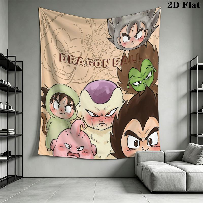 Dragon Ball Charaktere Wandteppich Ästhetischer Wandbehang Bedruckte Stoffdecke Dekorative Wandteppiche für Schlafzimmer Wohnzimmer Heimdekoration