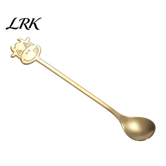 Marmeladenlöffel Edelstahl Kaffeelöffel, Langer Griff mit Stierkopf-Dekor, Silber Mehrzweck-Rührlöffel für Milchtee Joghurt Pudding Dessert