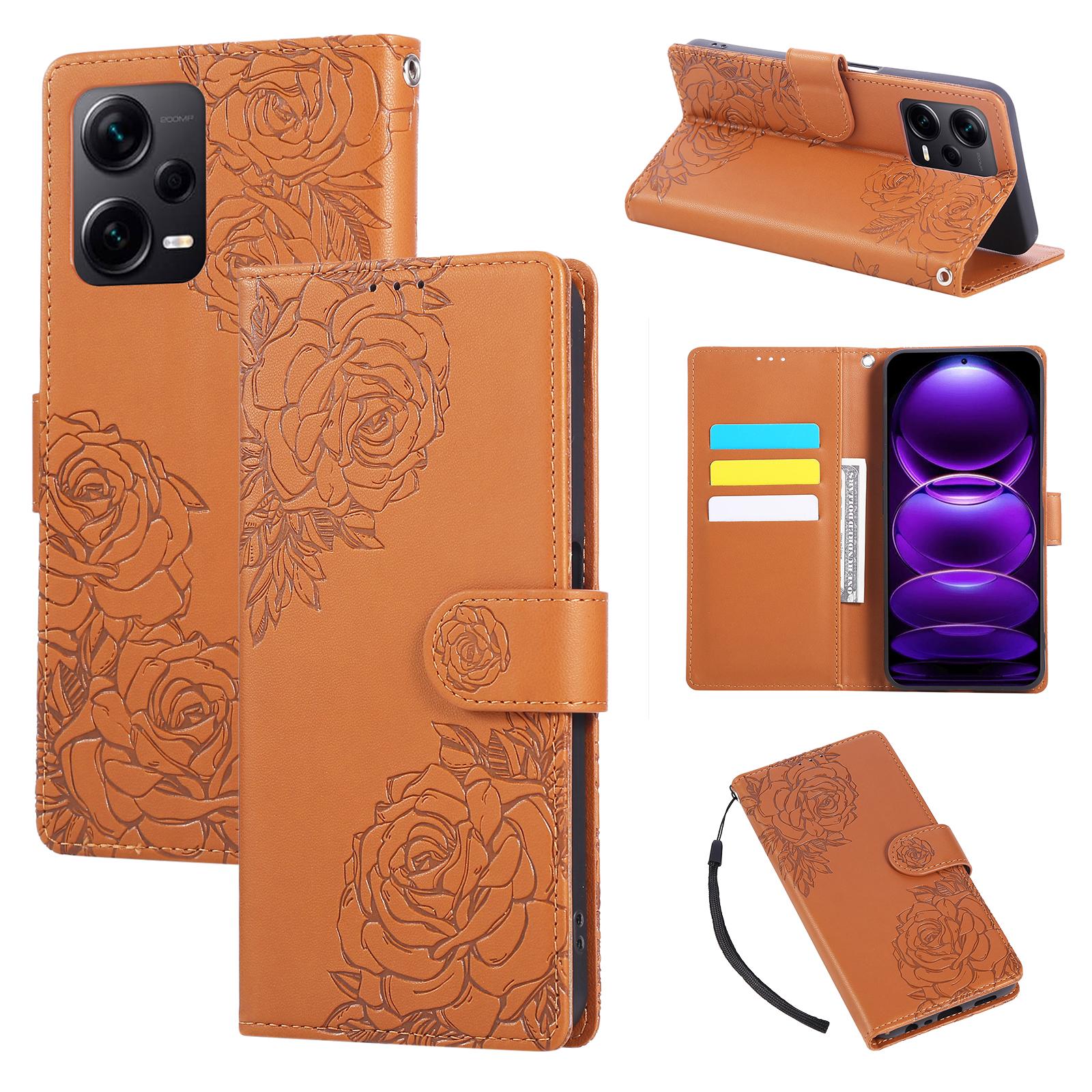

For Xiaomi Redmi Note 12 Pro+ 5G/Note 12 Explorer 5G Case Rose Flower PU Leather Wallet Phone Cover with 3 Card Slots C