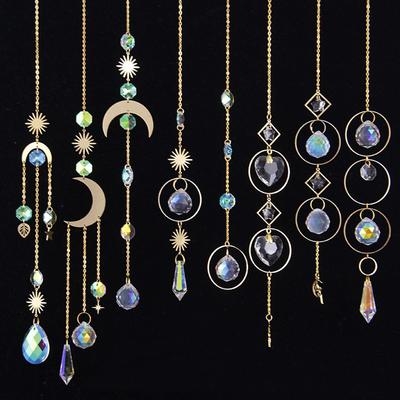 Crystal Windchime Ornament Star Moon Pendant Handmade Jewellery Garden Wind Chime Window Hanging Sun Catchers Home Decor Gifts