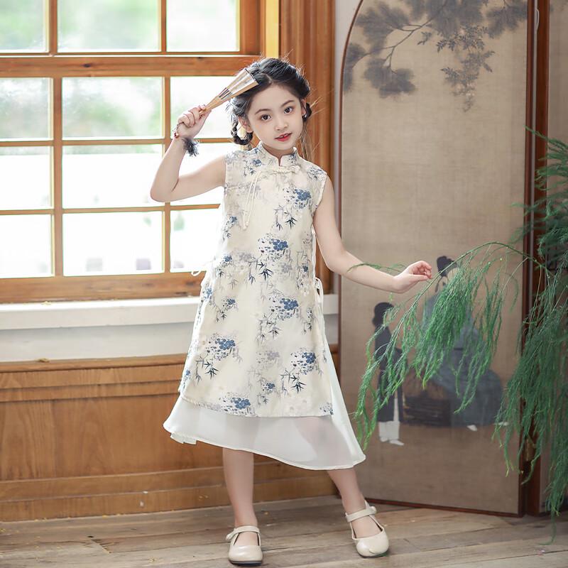 Girls' Summer Hanfu-Style Cheongsam Dress