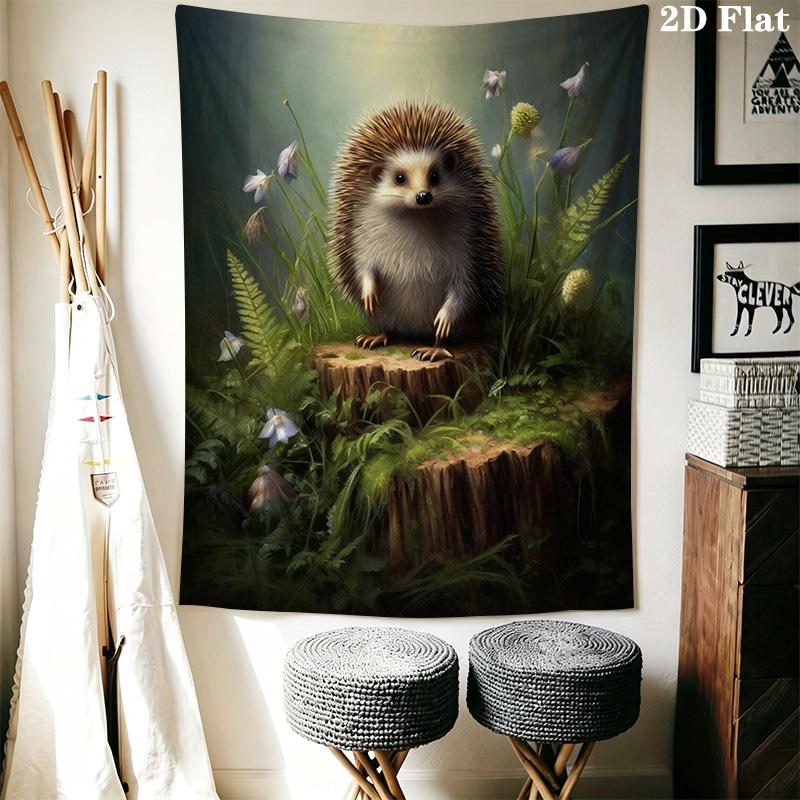 Charming Hedgehog Pattern Home Decor Tapestry, Wall Hanging, Decorative RV Wall Cloth.SGT0917430