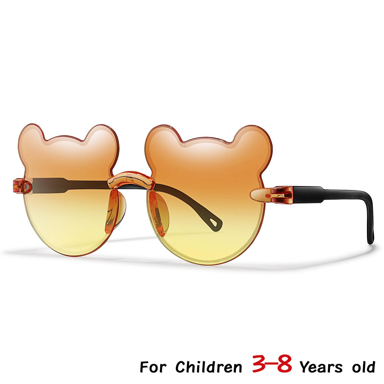 

Fashion Cartoon Bear 3-8 Kids Frameless Sunglasses Gradient Children Sun Glasses Anti-UV Beach Travel Sunshade Photo Props