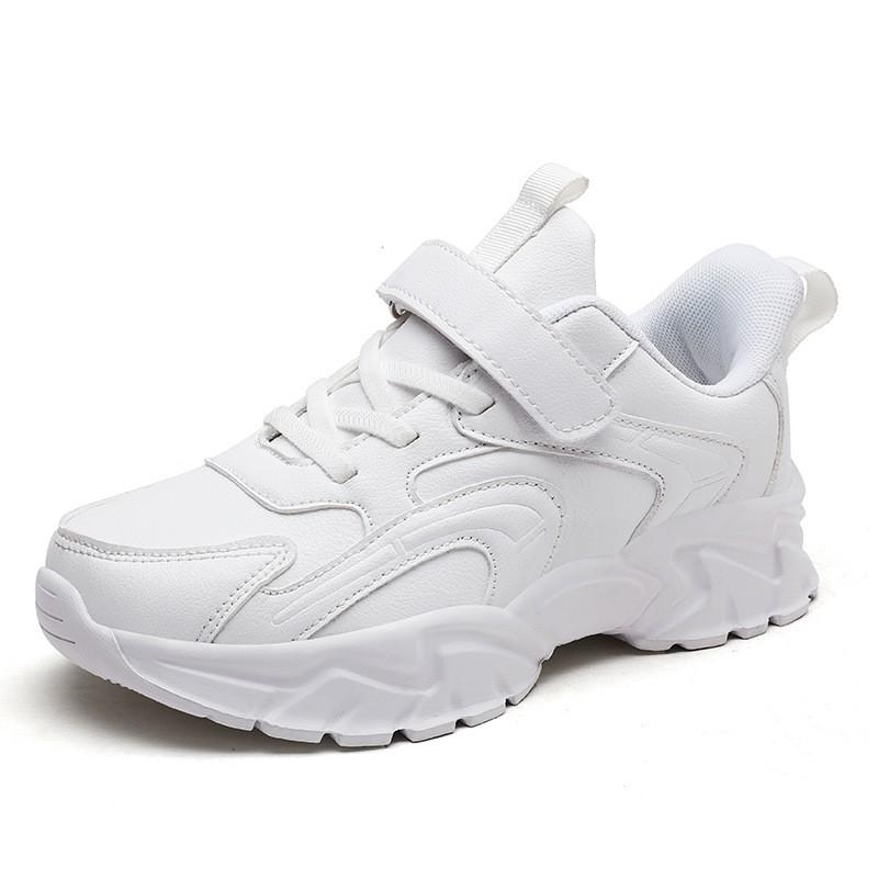 Kids White Mesh Running Shoes Boys Girls Lightweight Breathable Sport Sneakers School Uniform Compatible