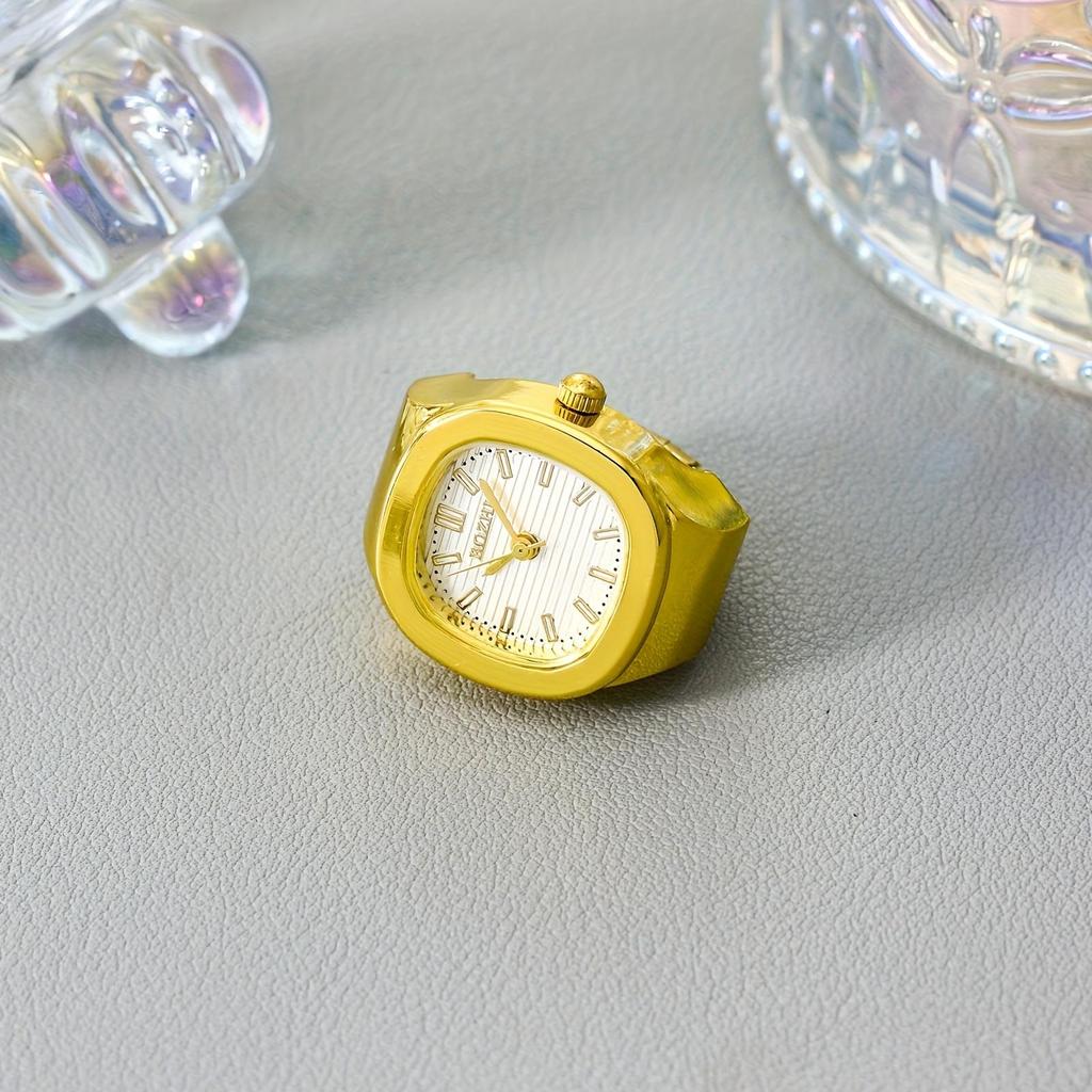 1pc Ring Watch Triangle New Retro Pocket Watch Fashion Trend Mini Finger Watch Ring Watch Real Watch Can See Time