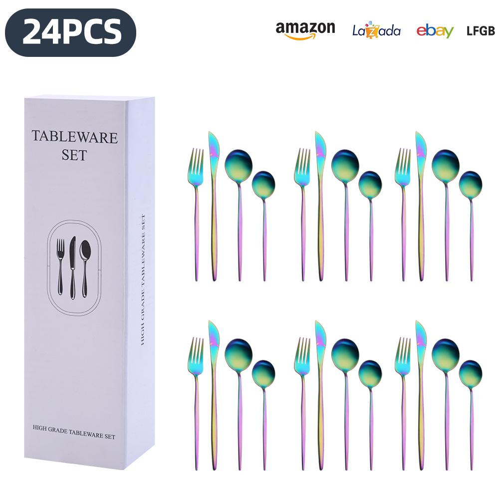 25 Years of New Stainless Steel Tableware Set, Tableware Portuguese Knives, Forks and Spoons 24-piece Gift Box Set