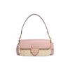 Blush Pink & Tan Signature Canvas Flap Shoulder Bag with Gold Hardware for Daily Use