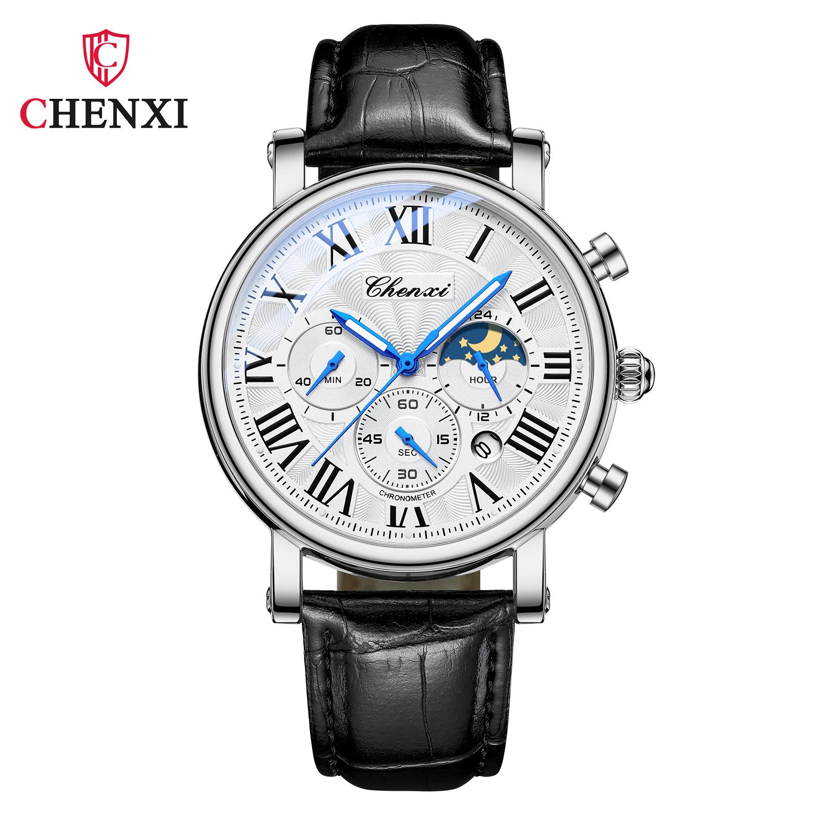 

Morning Light Men s Multifunctional Business Watch with Moon Phase, Calendar, Waterproof, Roman Numerals