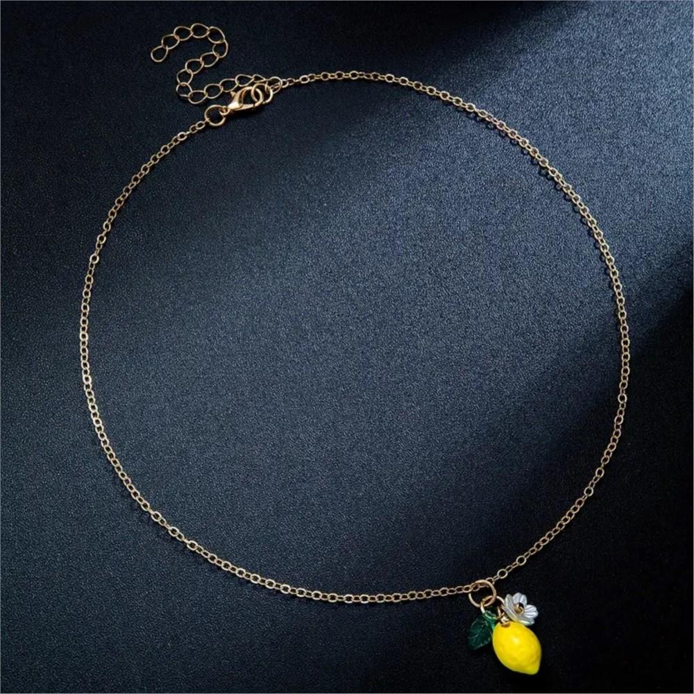 Collana con Ciondolo Fiore di Limone e Frutta Carino alla Moda per Donne Leggera Minimalista Collana Gioielli Regali per Vacanze Estive