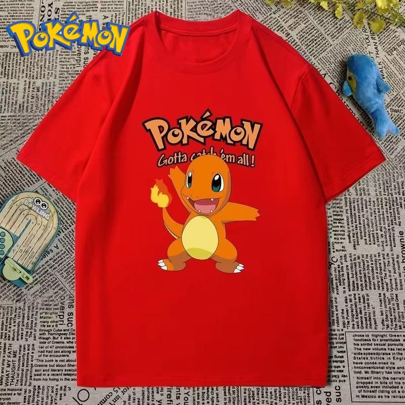MINISO Pokémon Cartoon Kreativer Aufdruck T-Shirt Neues Herren- und Damen-Harajuku Locker Lässig Trend Kurzarm Oberteil Kleidung