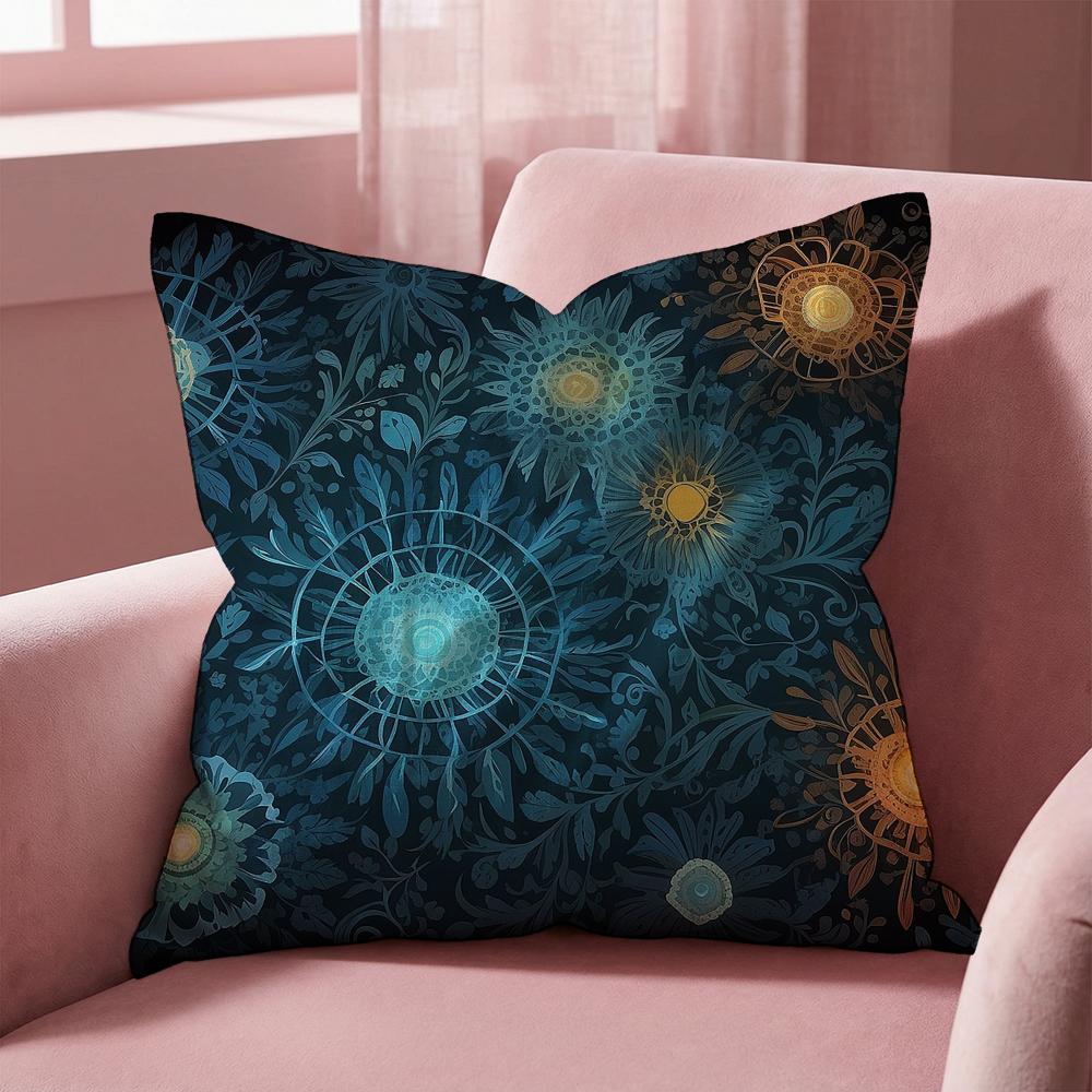 Colorful Floral Mandala Cushion Cover Multi-Scene Pillow Cover for Home & Car - Reversible, Soft & Durable for Daily Use