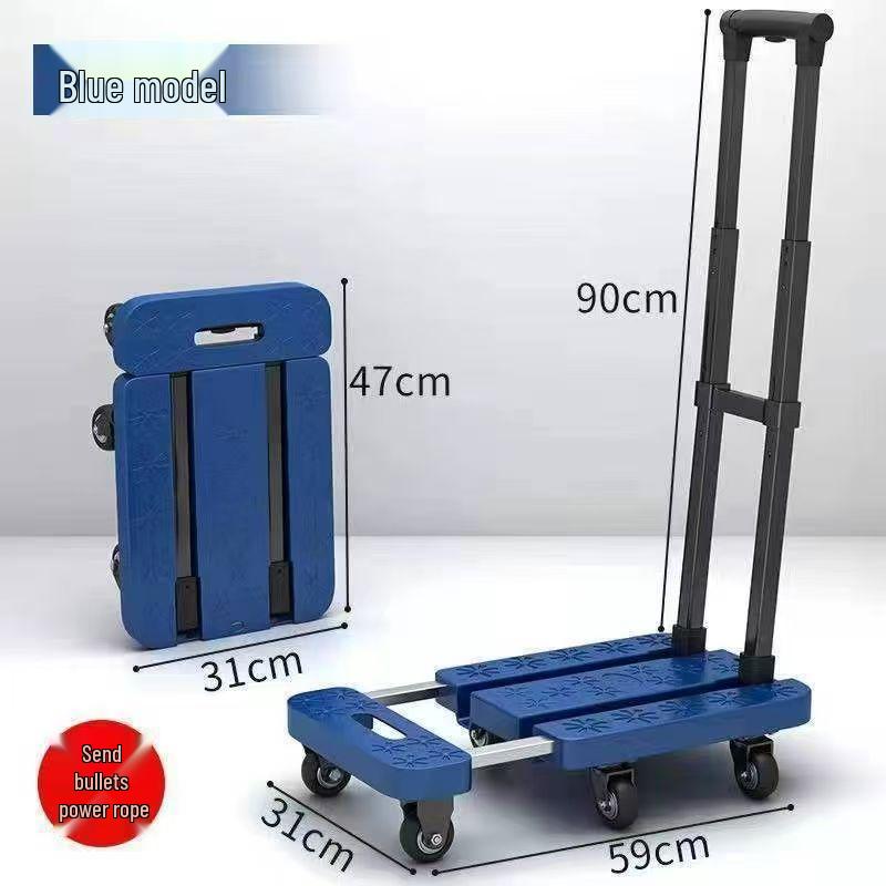 Foldable Retractable Trolley: Portable Cart for Household, Shopping, or Luggage