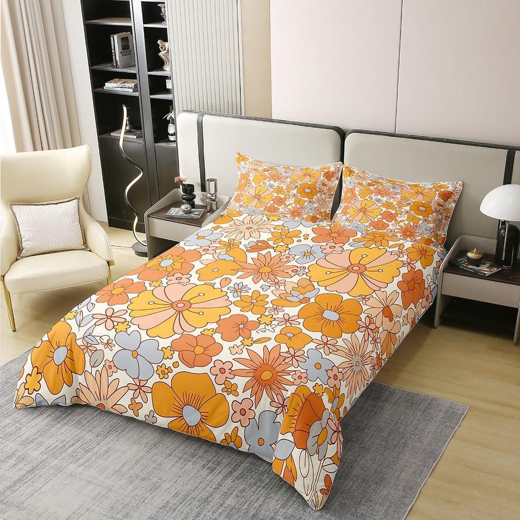 Hippie Flower Three-Piece Quilt Cover 3D Digital Printing Bedding Set Bed Cover