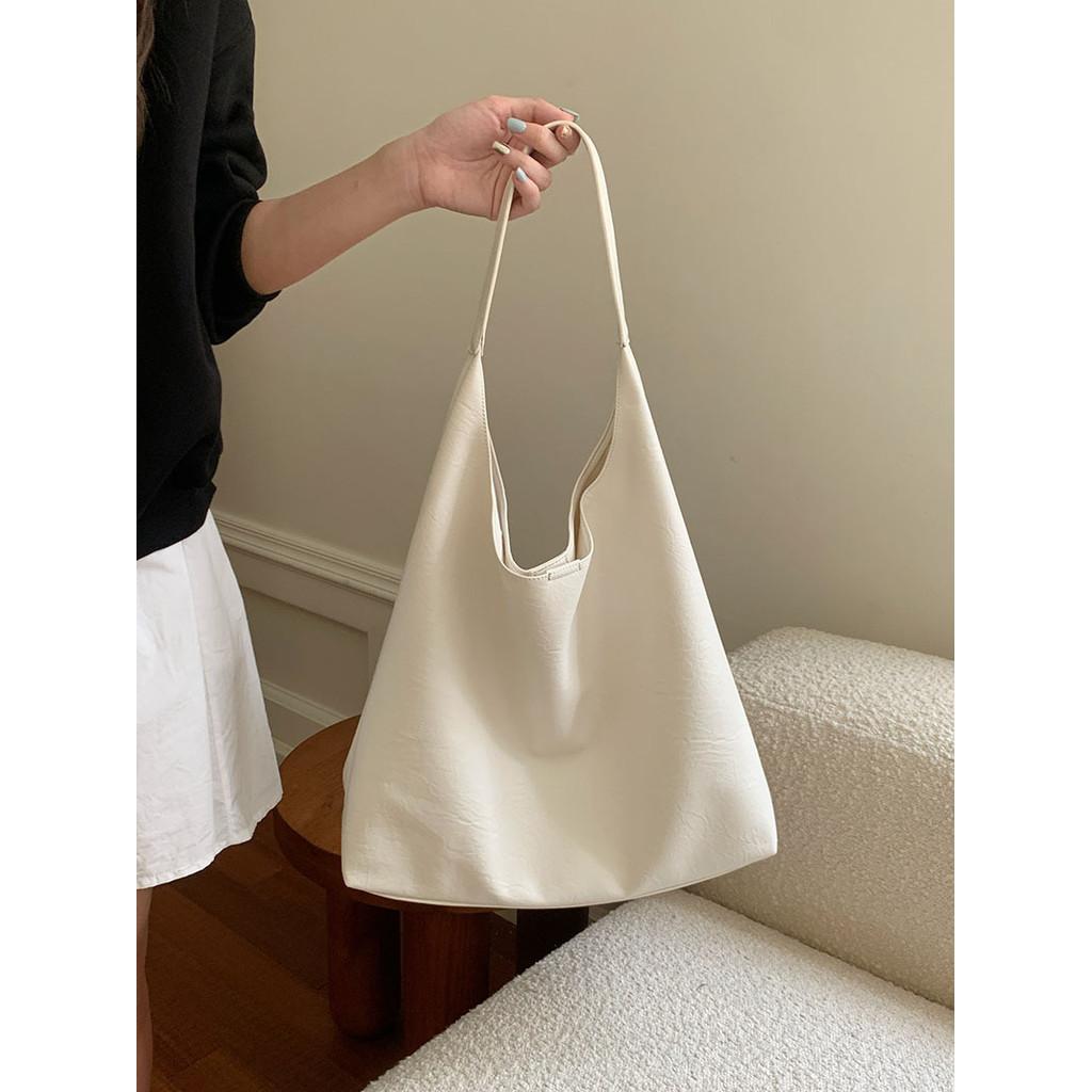 IELGY Soft Leather Large-Capacity Underarm Bag Commuter Lazy Style All-Match One-Shoulder Tote Bag