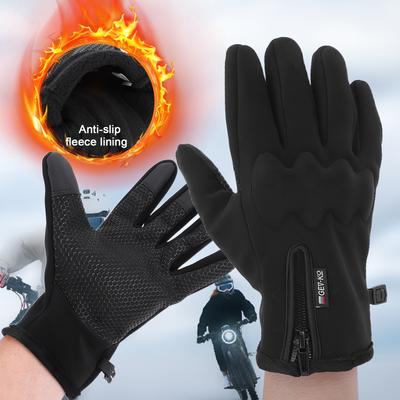 Winter Skiing Sports Gloves with Buckle Waterproof Touchscreen Glove Anti-Slip Fleece-Lined Warm Gloves for Driving Motorcycle