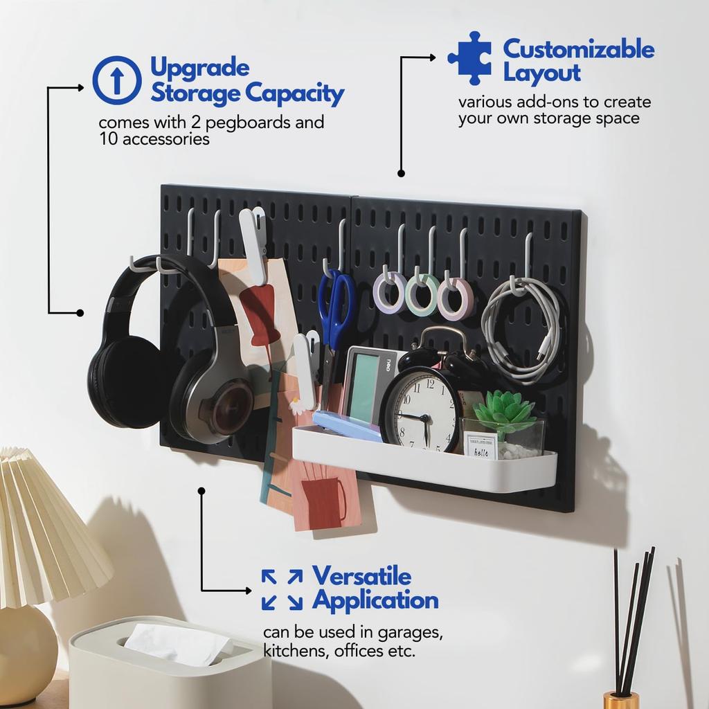 Pegboard Combination Kit, Pegboards and Accessories Modular Hanging for Wall Organizer, Crafts Organization, Ornaments Display, Nursery Storage