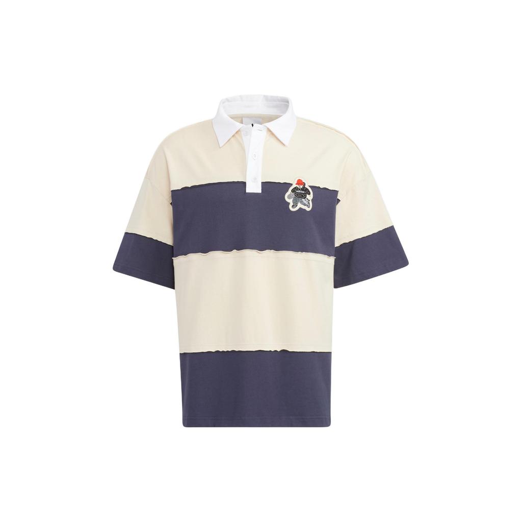 adidas originals CHARR Cartoon Striped Colorblock Polo Shirt Yellow HR3467