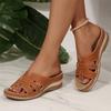 Thick-bottomed Large-size One-word Open-toed High-heeled Slippers Women's New Hemp Rope Wedge Sandals