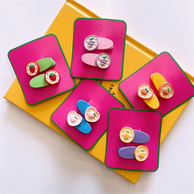 2ks Kawaii Summer Akrylová pryskyřice Jehlice do vlasů Kreslený Candy Color Sponky do vlasů Barrettes Pokrývka hlavy Dívčí Dětské Vlasové doplňky