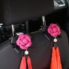 2PC Styling Cute Camellia Flowers Car Hooks Seat Back Hangers Organizer Auto Headrest Mount Storage Clips Car Accessories
