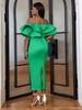 AOMEI Kvinner Festkjole Ruffles Bodycon Slire Spaghetti Strap Bursdag Cold Shoulder Even kjoler
