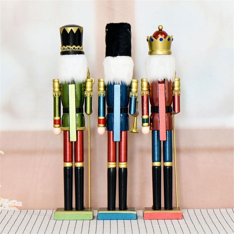 Geschnitzte Holz Nussknacker Statue 55CM Schimmernde Fronten Saisonale Tischdekoration Mittelstücke