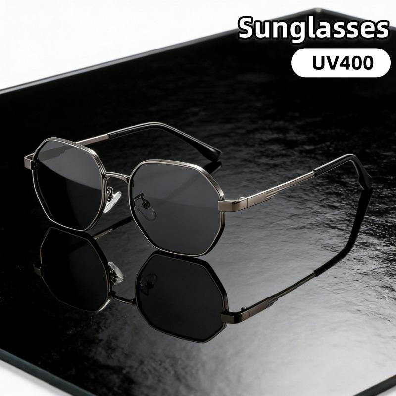 Fashionable and Simple Polygonal Metal-framed Sunglasses Man Women 2026 New Street Photography UV Resistant Glasses