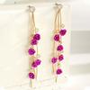 Luxury Flower Leaf Crystal Tassel Long Pendant Stud Earrings for Women Romantic Sweet Dangle Earrings Jewellery Accessory Gifts