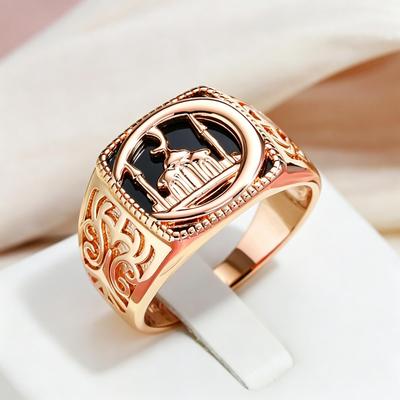 Kinel Stylish Black Stamp Ring for Men