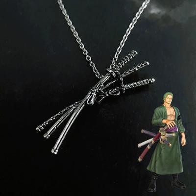 Anime Cool Naszyjnik Roronoa Zoro Wisiorek Trzech Mieczy Cosplay Anime Trzy Miecze Płynący Wisiorek Akcesoria