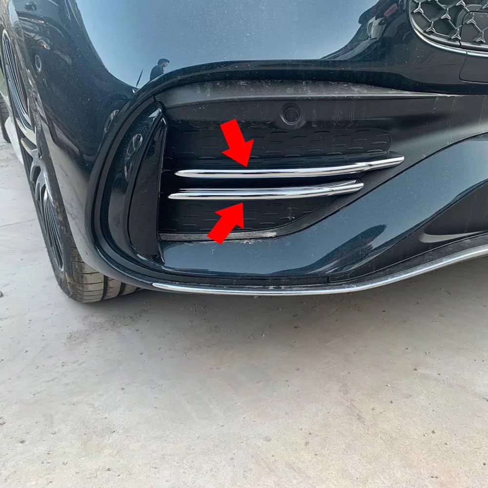 RUIQ Chrome Front Fog Lamp Garnish Bezel Cover for New W206 and Custom Design Mercedes-Benz C-Class (2021 later) - (Bezel A)